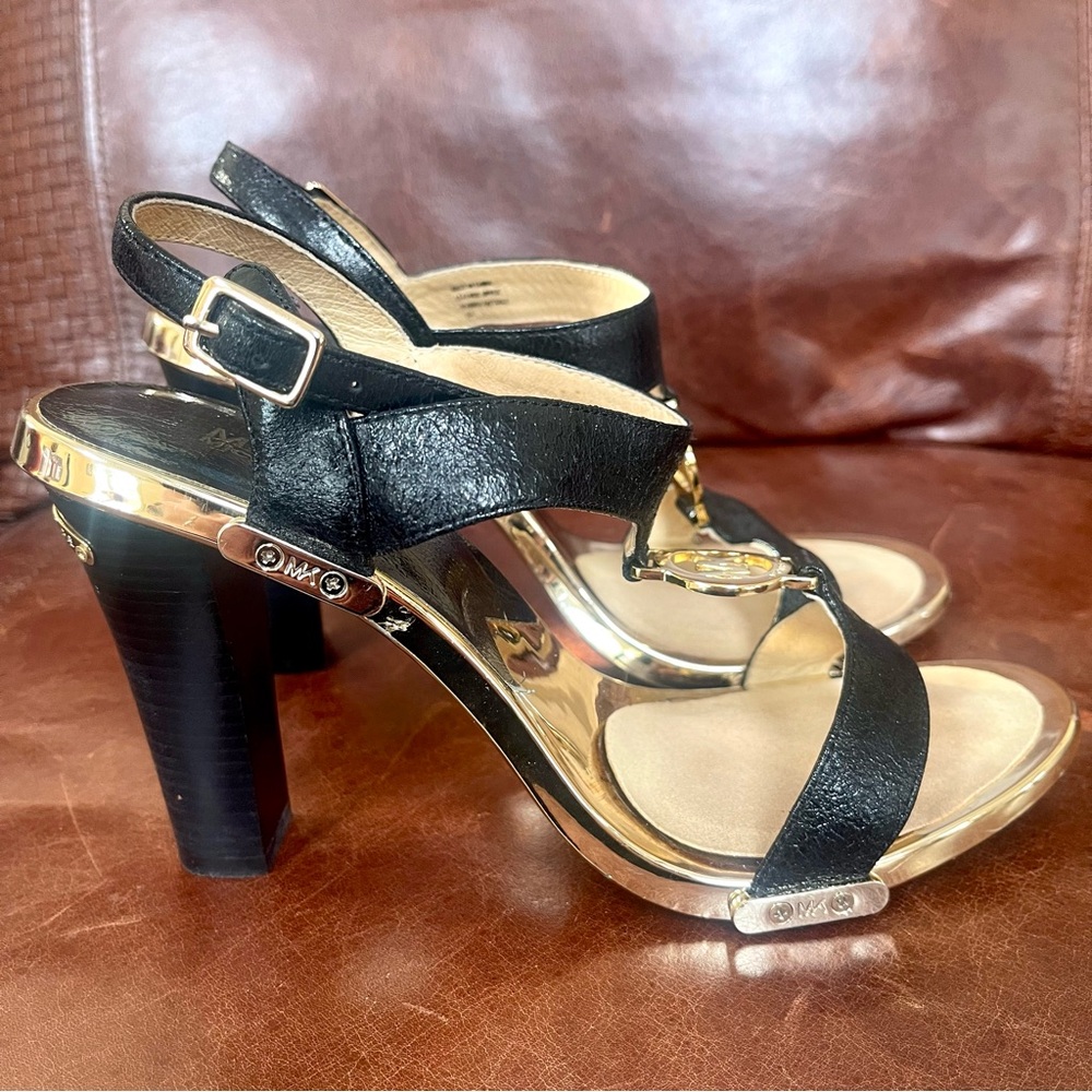 Michael Kors Fulton Elegant Leather Heel Sandals Size 8